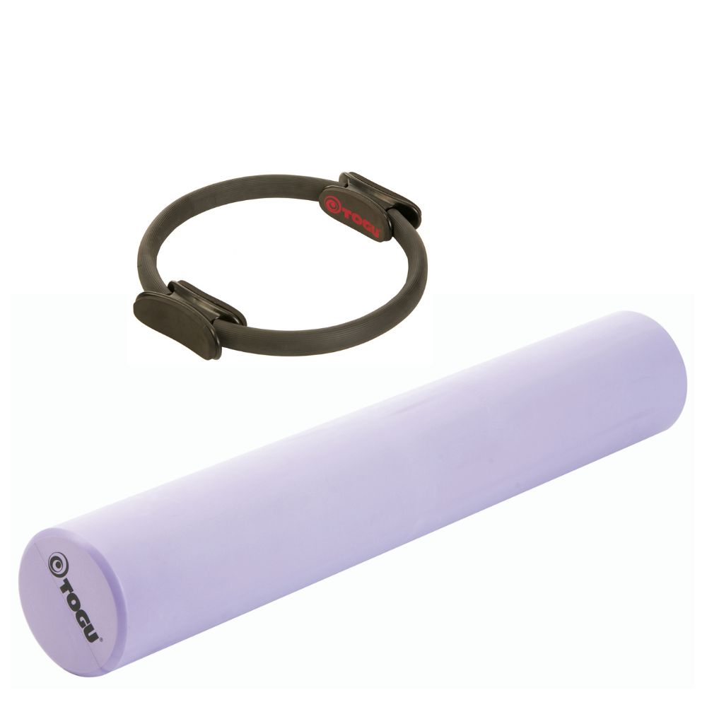 Kombi Set Pilates Foamroller Premium 90cm lila und Pilates Circle Premium