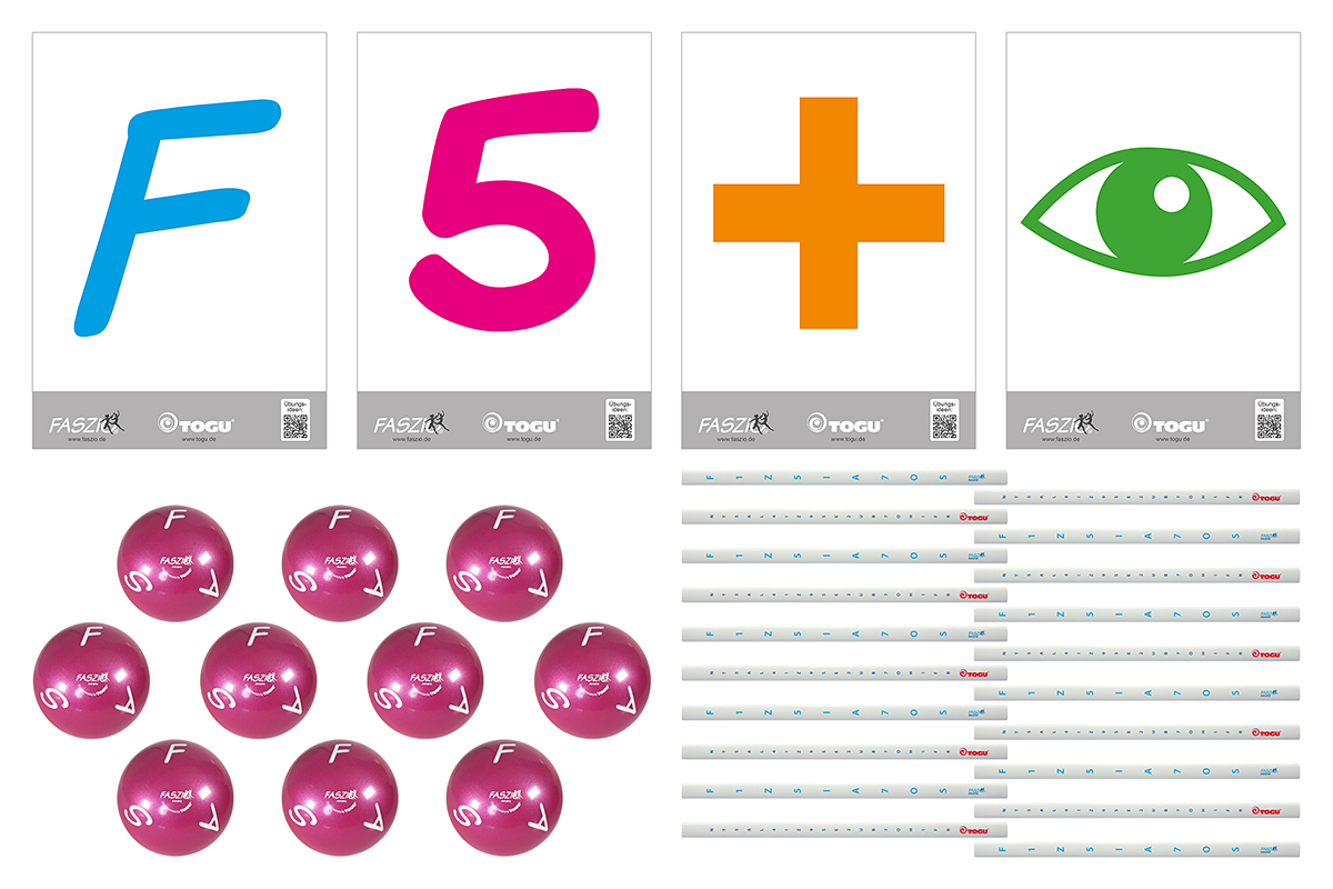 FASZIO® Neuro Gruppen-Set All-Inclusive (Stäbe, Bälle und Fokusquartett)